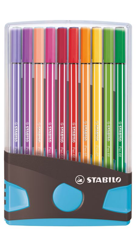 Produktbild: STABILO Premium-Filzstift - Pen 68 Colorparade - 20er Tischset in anthrazit/hellblau - mit 20 verschiedenen Farben