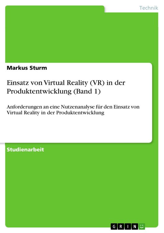 Produktbild: Einsatz von Virtual Reality (VR) in der Produktentwicklung (Band 1)