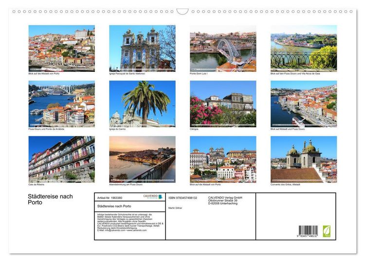 Produktbild: St&auml;dtereise nach Porto (Wandkalender 2026 DIN A2 quer), CALVENDO Monatskalender