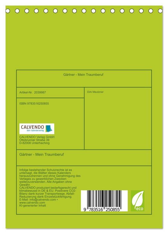 Produktbild: G&auml;rtner - Mein Traumberuf (Tischkalender 2026 DIN A5 hoch), CALVENDO Monatskalender