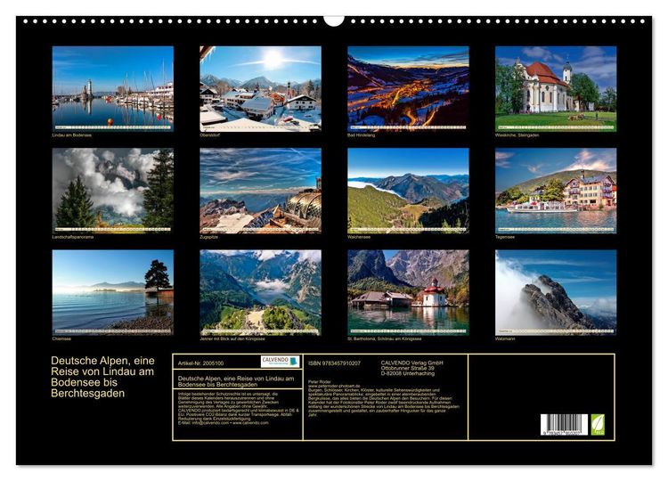 Produktbild: Deutsche Alpen, eine Reise von Lindau am Bodensee bis Berchtesgaden (Wandkalender 2026 DIN A2 quer), CALVENDO Monatskalender