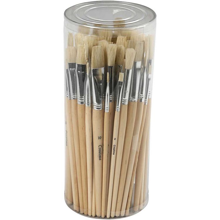 Produktbild: Creativ Company Nature Line Pinsel, Nr. 1+2+3+4+5+6+7+8+9+10, L 19,5-23 cm, B 4-17 mm, Flach,rund, 80 Stk