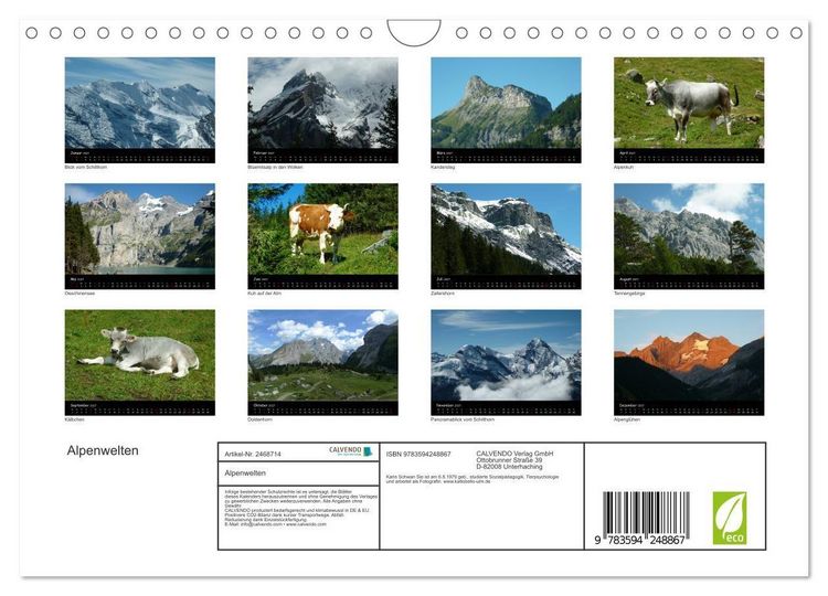 Produktbild: Alpenwelten (Wandkalender 2027 DIN A4 quer), CALVENDO Monatskalender