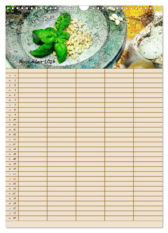 Produktbild: Italienische K&uuml;che mit Familienplaner (Wandkalender 2026 DIN A3 hoch), CALVENDO Monatskalender