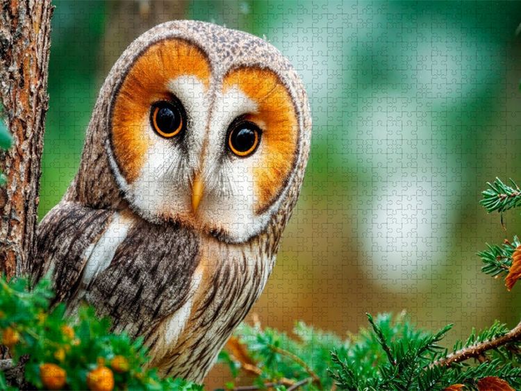 Produktbild: CALVENDO Puzzle Eine aufmerksame Schleiereule | 1000 Teile Lege-Gr&ouml;&szlig;e 64x48cm Foto-Puzzle f&uuml;r gl&uuml;ckliche Stunden