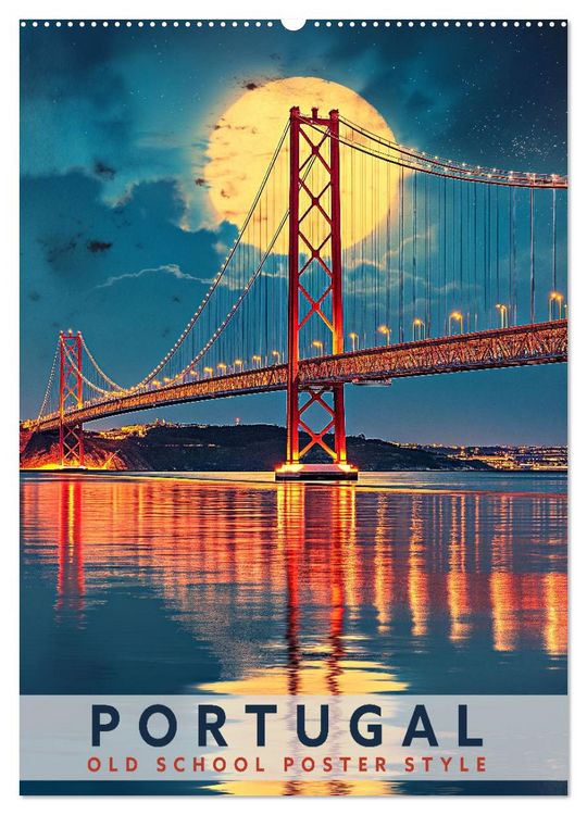 Produktbild: Portugal - Old School Poster Style (Wandkalender 2026 DIN A2 hoch), CALVENDO Monatskalender