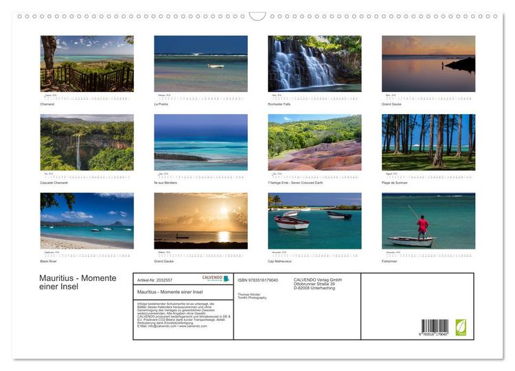 Produktbild: Mauritius - Momente einer Insel (Wandkalender 2026 DIN A2 quer), CALVENDO Monatskalender