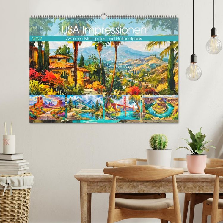 Produktbild: USA Impressionen. Zwischen Metropolen und Nationalparks (Wandkalender 2027 DIN A2 quer), CALVENDO Monatskalender