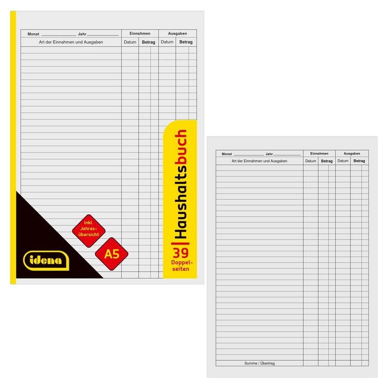 Produktbild: Idena Haushaltsbuch Doppelseiten DIN A5 39 Blatt