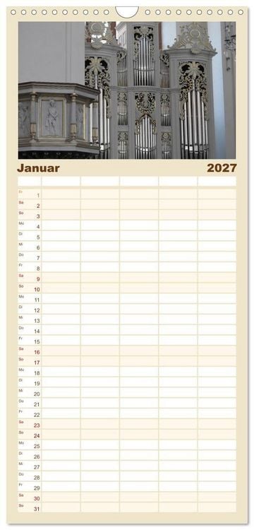 Produktbild: Familienplaner 2027 - Fantastische Welt der Orgeln mit 5 Spalten (Wandkalender, 21 x 45 cm) CALVENDO