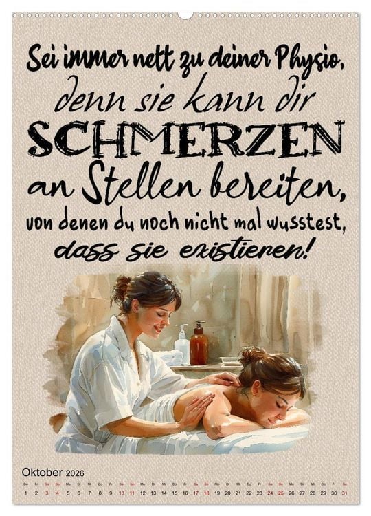 Produktbild: Physiospr&uuml;che (Wandkalender 2026 DIN A2 hoch), CALVENDO Monatskalender