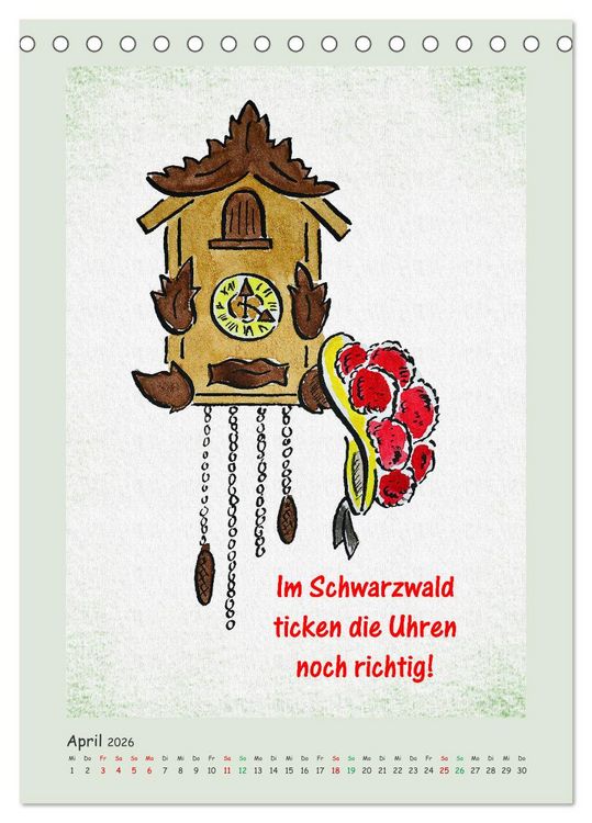 Produktbild: Bollenhut Cartoons (Tischkalender 2026 DIN A5 hoch), CALVENDO Monatskalender