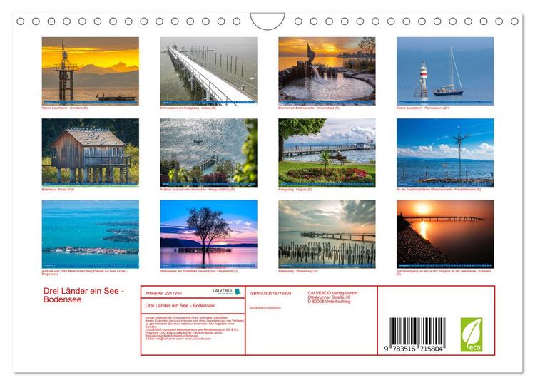 Produktbild: Drei L&auml;nder ein See - Bodensee (Wandkalender 2026 DIN A4 quer), CALVENDO Monatskalender