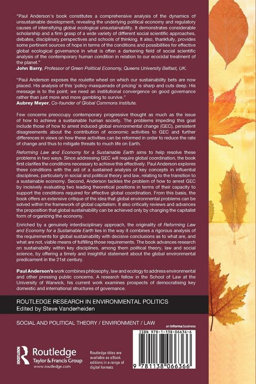 Produktbild: Reforming Law and Economy for a Sustainable Earth