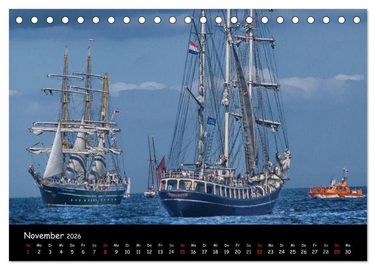 Produktbild: Windjammer vor Warnem&uuml;nde (Tischkalender 2026 DIN A5 quer), CALVENDO Monatskalender