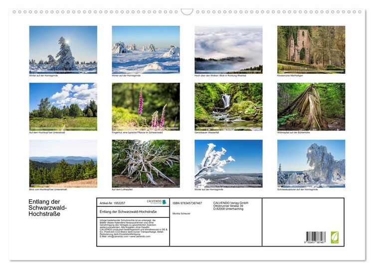 Produktbild: Entlang der Schwarzwald-Hochstra&szlig;e (Wandkalender 2026 DIN A2 quer), CALVENDO Monatskalender