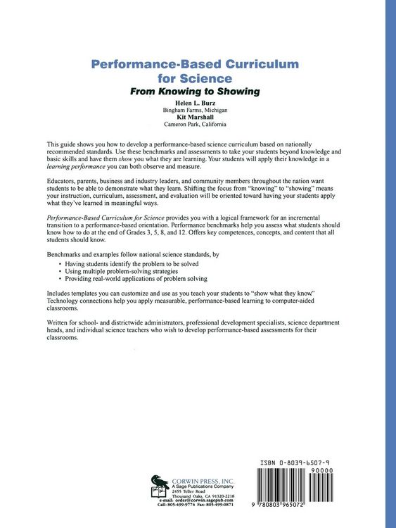 Produktbild: Performance-Based Curriculum for Science