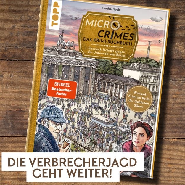 Produktbild: Micro Crimes. Das Krimi-Suchbuch. Sherlock Holmes gegen die Unterwelt Berlins. Finde die Ganoven im Gewimmel der Goldenen 20er