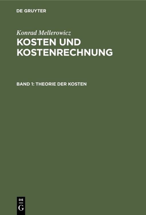 Produktbild: Theorie der Kosten