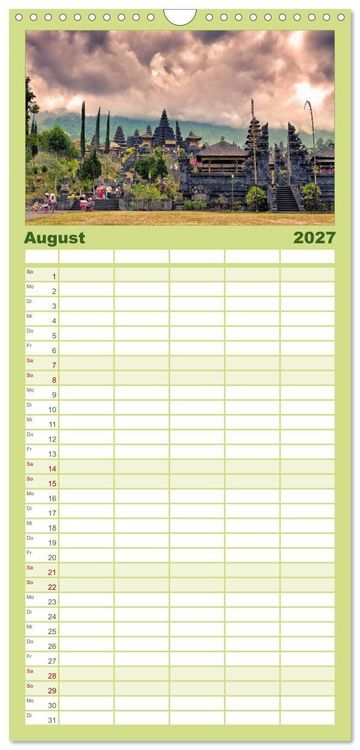 Produktbild: Familienplaner 2027 - Bali - Insel der G&ouml;tter mit 5 Spalten (Wandkalender, 21 x 45 cm) CALVENDO