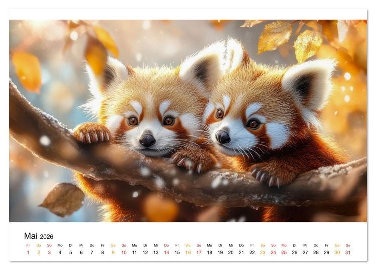 Produktbild: Roter Panda - die Stimme der Wildnis (hochwertiger Premium Wandkalender 2026 DIN A2 quer), Kunstdruck in Hochglanz