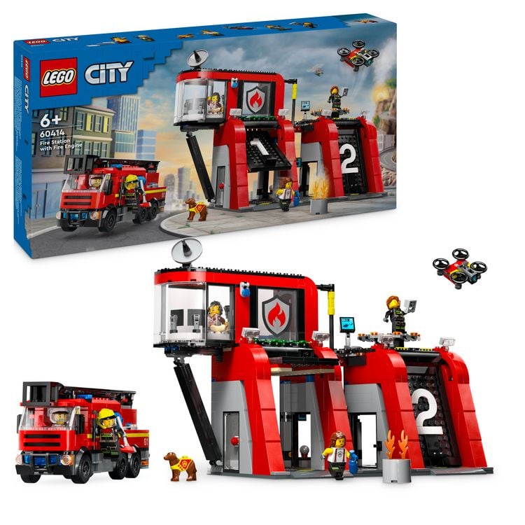 Produktbild: LEGO City 60414 Feuerwehrstation mit Drehleiterfahrzeug, Feuerwehr-Spielzeug