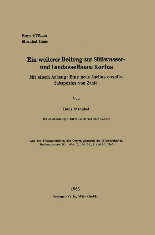 Produktbild: Ein weiterer Beitrag zur S&uuml;&szlig;wasser- und Landasselfauna Korfus