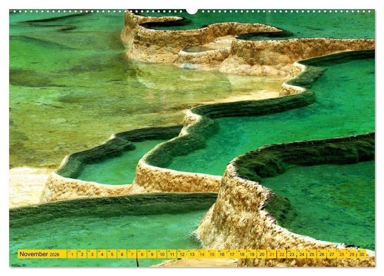 Produktbild: Die magischen Gew&auml;sser von Jiuzhaigou und Huanglong (Wandkalender 2026 DIN A2 quer), CALVENDO Monatskalender