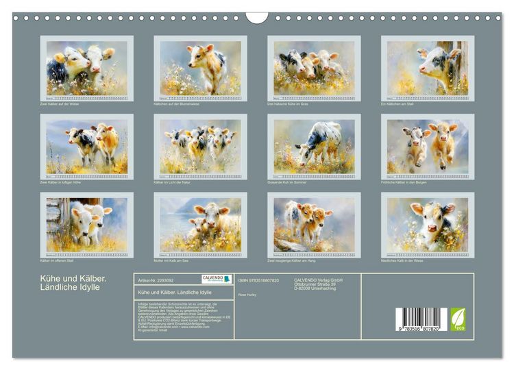 Produktbild: K&uuml;he und K&auml;lber. L&auml;ndliche Idylle (Wandkalender 2027 DIN A3 quer), CALVENDO Monatskalender