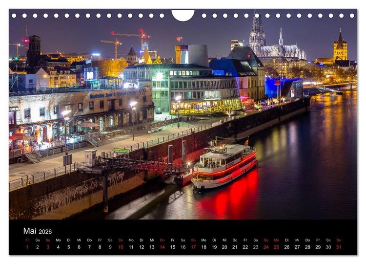 Produktbild: K&ouml;ln Impressionen bei Nacht (Wandkalender 2026 DIN A4 quer), CALVENDO Monatskalender