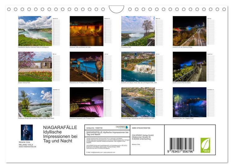 Produktbild: NIAGARAF&Auml;LLE Idyllische Impressionen bei Tag und Nacht (Wandkalender 2026 DIN A4 quer), CALVENDO Monatskalender