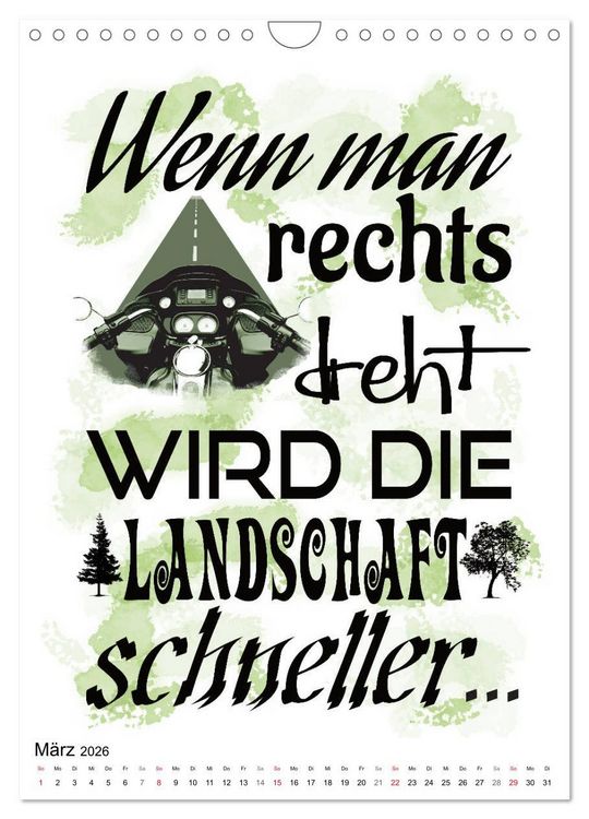Produktbild: Biker-Spr&uuml;che (Wandkalender 2026 DIN A4 hoch), CALVENDO Monatskalender