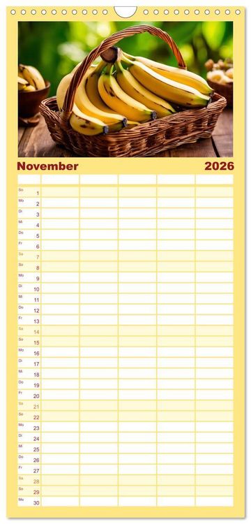 Produktbild: Familienplaner 2026 - Gesundes frisches Obst mit 5 Spalten (Wandkalender, 21 x 45 cm) CALVENDO