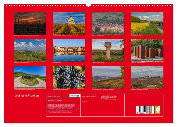 Produktbild: Weinland Franken (hochwertiger Premium Wandkalender 2026 DIN A2 quer), Kunstdruck in Hochglanz