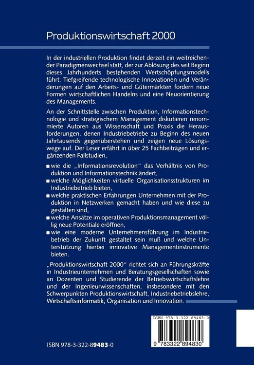 Produktbild: Produktionswirtschaft 2000