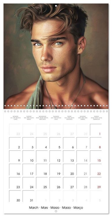 Produktbild: Sous le charme d'hommes sensuels (Calendrier mural carr&eacute; 2026 30x30 cm) Calendrier double avec une page pour vos prises de notes