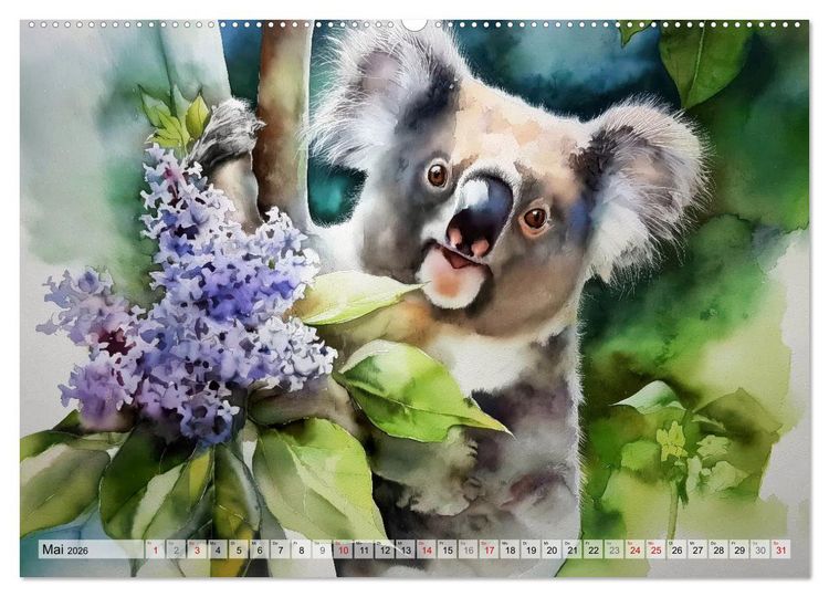 Produktbild: Koalas, liebenswerte kleine Schlafm&uuml;tzen (hochwertiger Premium Wandkalender 2026 DIN A2 quer), Kunstdruck in Hochglanz