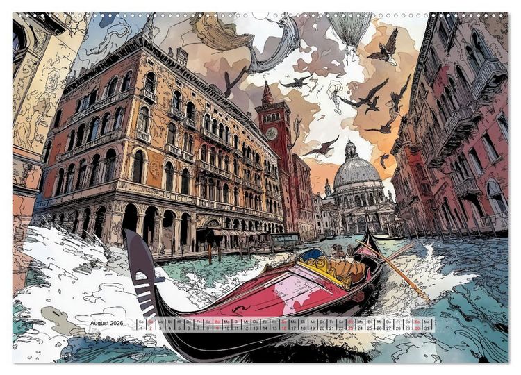 Produktbild: Comic City (hochwertiger Premium Wandkalender 2026 DIN A2 quer), Kunstdruck in Hochglanz