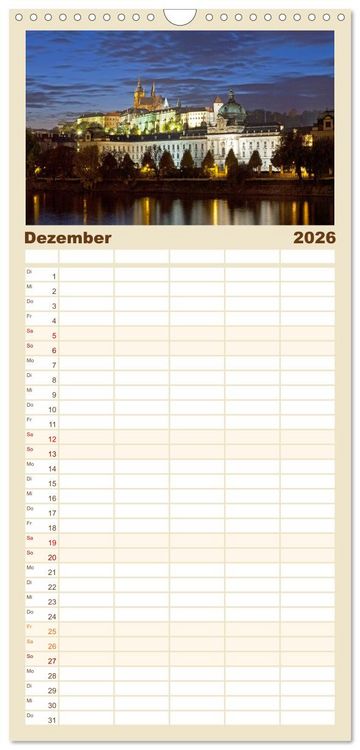 Produktbild: Familienplaner 2026 - Goldenes Prag mit 5 Spalten (Wandkalender, 21 x 45 cm) CALVENDO