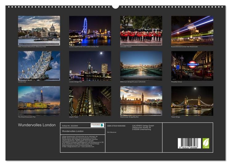 Produktbild: Wundervolles London (hochwertiger Premium Wandkalender 2026 DIN A2 quer), Kunstdruck in Hochglanz