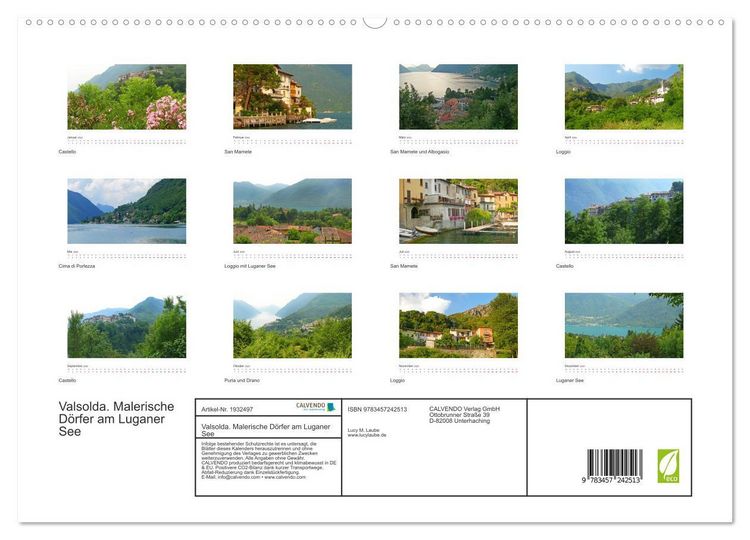 Produktbild: Valsolda. Malerische D&ouml;rfer am Luganer See (hochwertiger Premium Wandkalender 2025 DIN A2 quer), Kunstdruck in Hochglanz