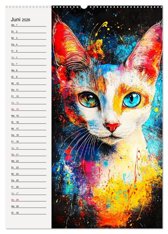 Produktbild: Katzenportraits. Moderne Samtpfoten-Kunst (Wandkalender 2026 DIN A2 hoch), CALVENDO Monatskalender