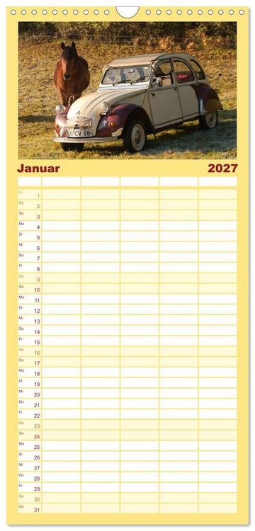 Produktbild: Familienplaner 2027 - Kultauto Ente Citro&euml;n 2CV mit 5 Spalten (Wandkalender, 21 x 45 cm) CALVENDO