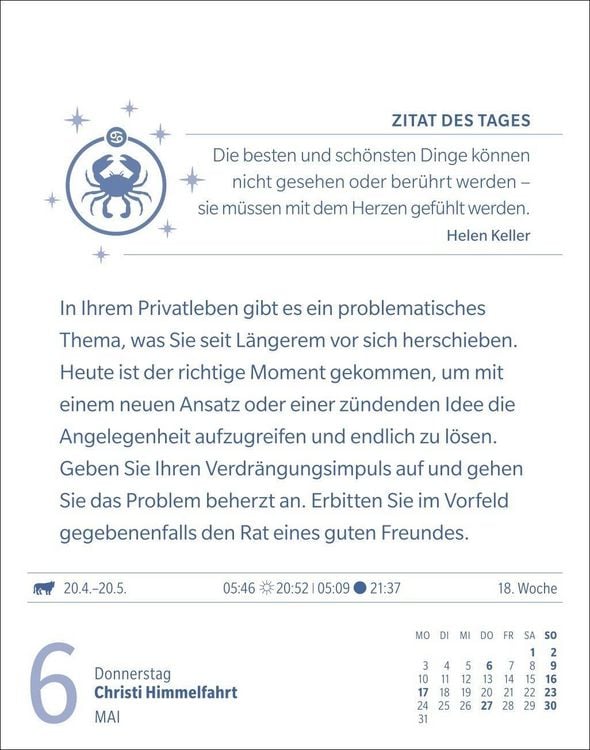 Produktbild: Krebs Sternzeichenkalender 2027 - Tagesabrei&szlig;kalender - Ihr Horoskop f&uuml;r jeden Tag