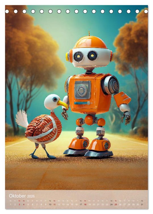 Produktbild: RoboLife - Niedliche Blechfreunde im Alltag (Tischkalender 2026 DIN A5 hoch), CALVENDO Monatskalender