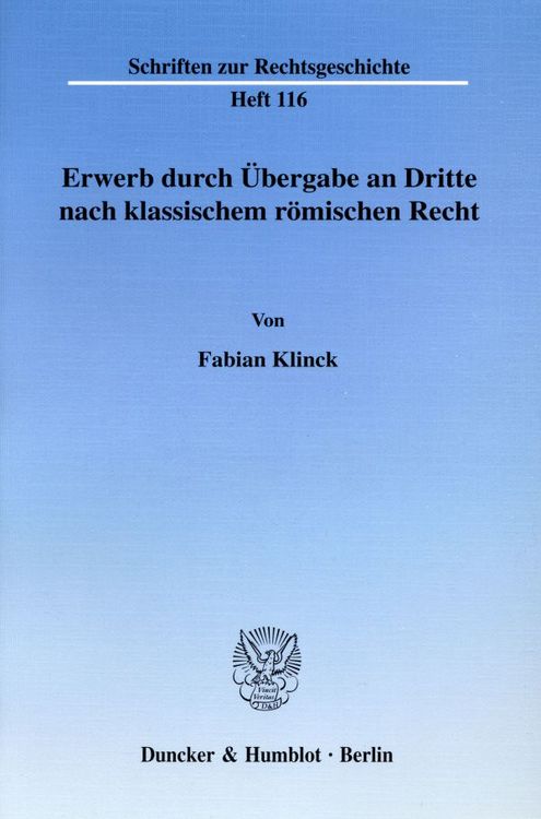 Produktbild: Erwerb durch &Uuml;bergabe an Dritte nach klassischem r&ouml;mischen Recht.