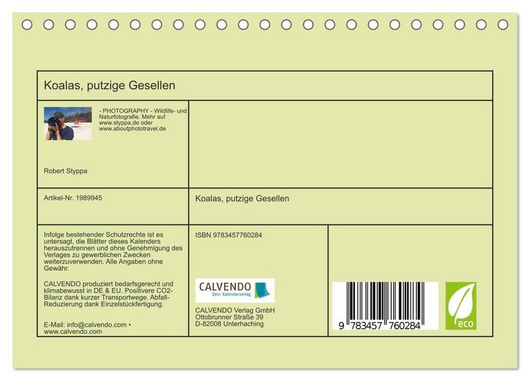 Produktbild: Koalas, putzige Gesellen (Tischkalender 2026 DIN A5 quer), CALVENDO Monatskalender
