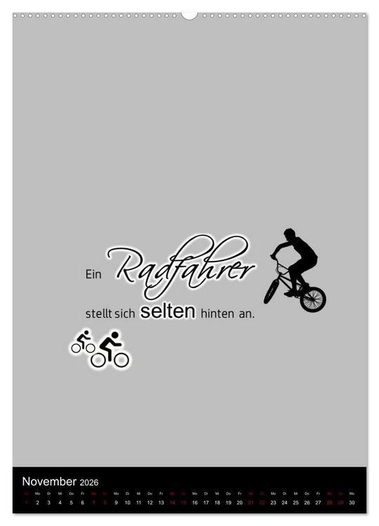 Produktbild: Markante, freche Spr&uuml;che rund ums Radfahren (hochwertiger Premium Wandkalender 2026 DIN A2 hoch), Kunstdruck in Hochglanz