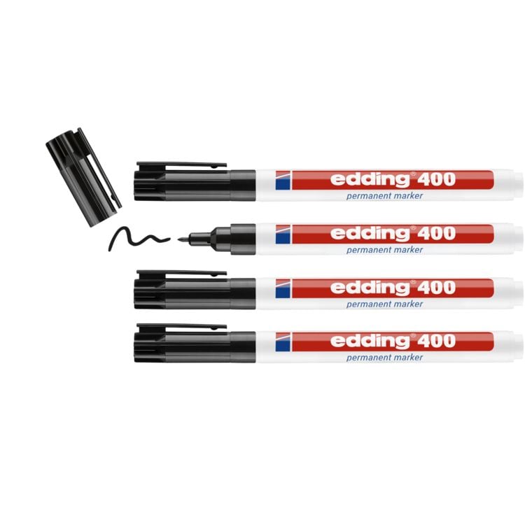 Produktbild: edding 400 Permanentmarker, 1mm, 4er Set schwarz