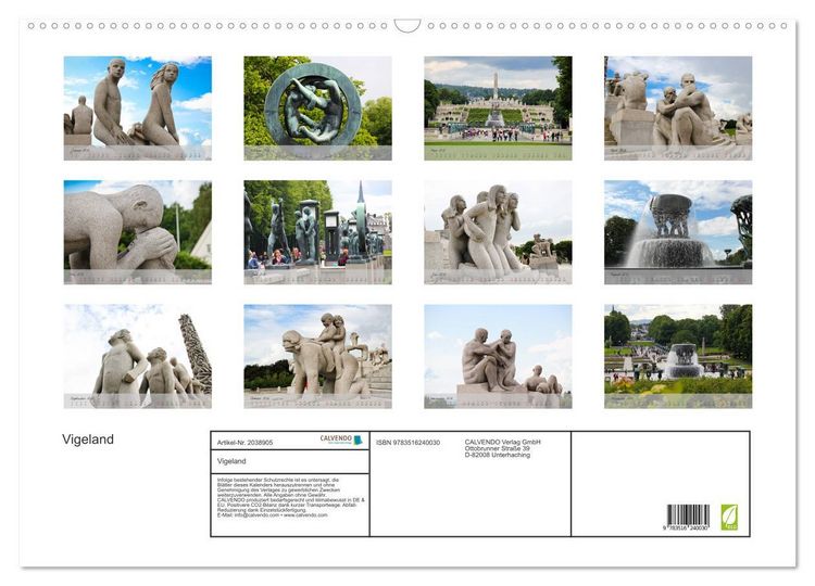 Produktbild: Vigeland (Wandkalender 2026 DIN A2 quer), CALVENDO Monatskalender